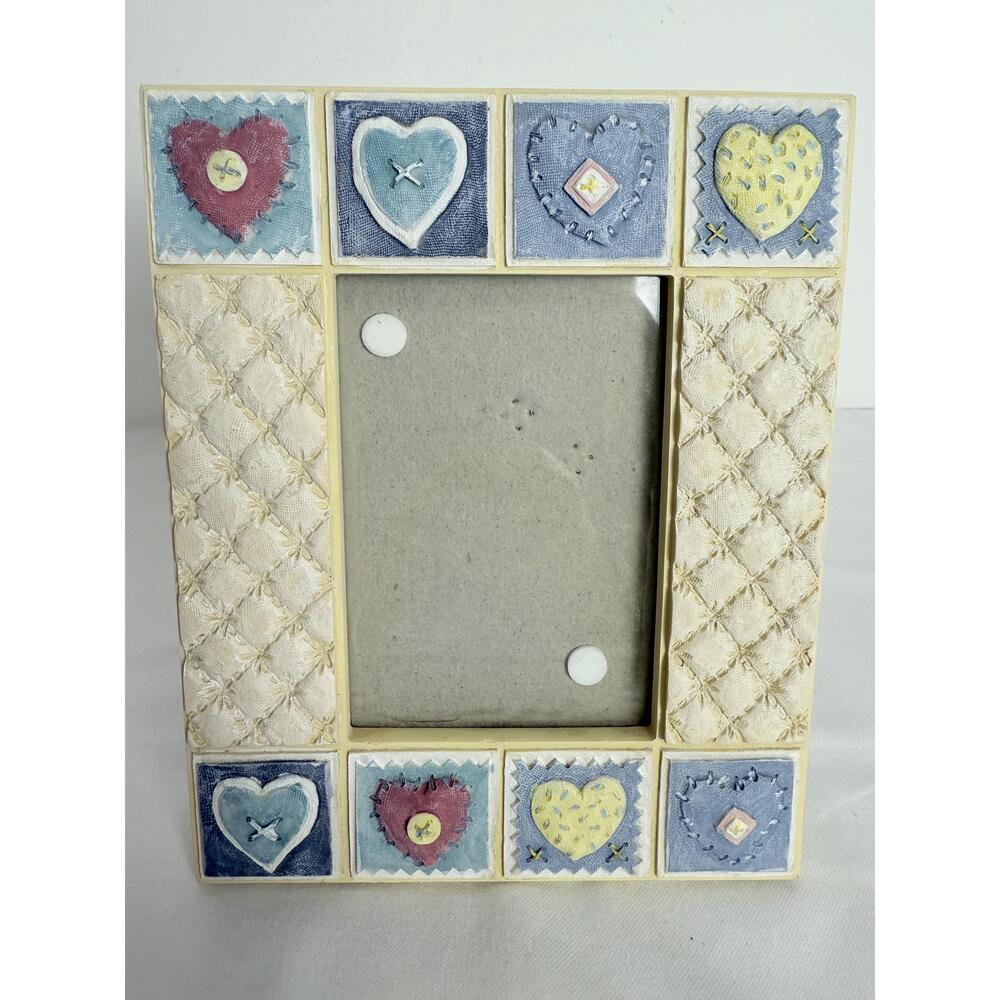 Commisseur Multicolor Patchwork Heart Quilted Photo Frame 3.5 x 5 - Picture 2 of 8